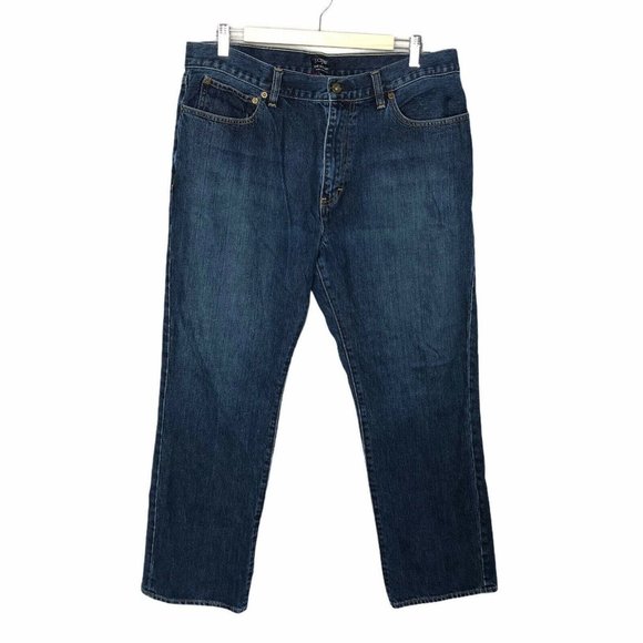 J. Crew Other - J Crew Mens Jeans Dark Wash Bleecker 100% Cotton Straight Denim Size 36 x 30